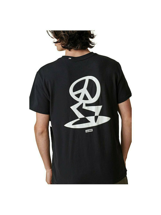 Globe Peace T-shirt Bărbătesc cu Mânecă Scurtă Negru