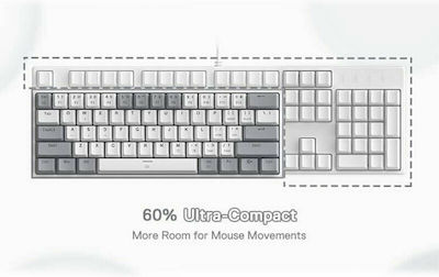 Redragon K617 FIZZ Gaming Tastatură Mecanică 60% cu Roșu personalizat comutatoare și iluminare RGB (Engleză US) White / Grey