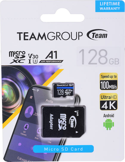 TeamGroup Elite microSDXC 128GB U3 V30 A1 UHS-I 90MB/s με αντάπτορα