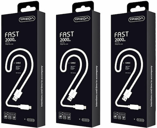 Treqa Regular USB to Lightning Cable Λευκό 2m (CA-8072)