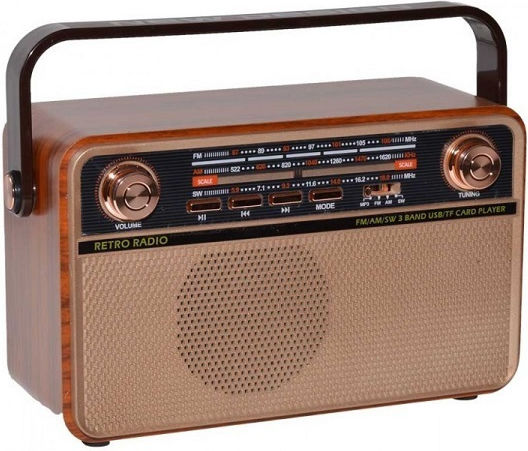 CMIK MK-621 Retro Φορητό Ραδιόφωνο Επαναφορτιζόμενο με Bluetooth και USB Καφέ