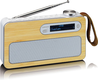 Lenco PDR-040 Bamboo Tabletop Radio Rechargeable DAB+ with Bluetooth White