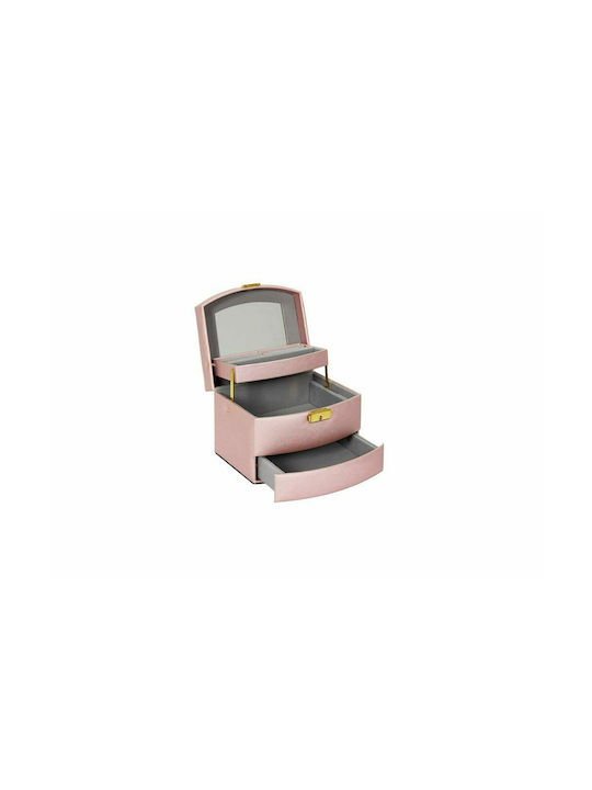 Aria Trade Μπιζουτιέρα Κουτί με Συρτάρι & Καθρέφτη Ροζ