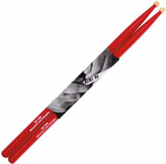 Vic Firth Maple Παιδικές Μπαγκέτες Ντραμς American Custom SD1 Jr. με Σχήμα Μύτης Ball σε Κόκκινο Χρώμα