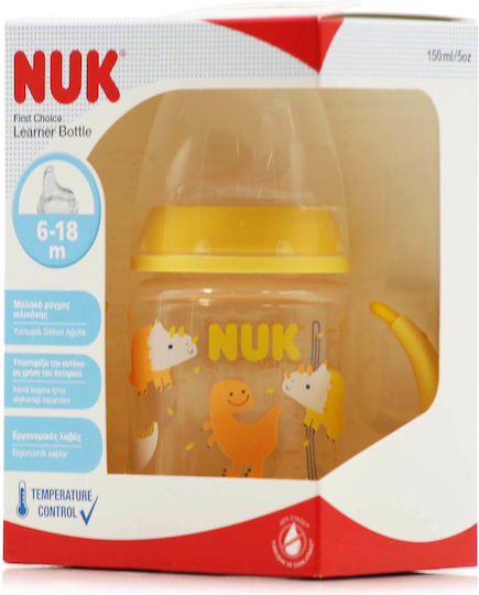 Nuk Εκπαιδευτικό Μπιμπερό με Λαβές First Choice 6m+ Κίτρινο 150ml