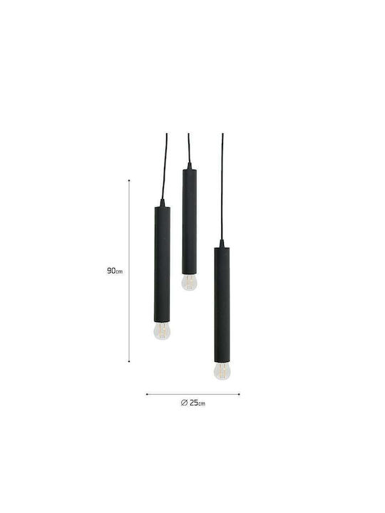 Click Pendant Light Black with Socket E27 25x25x90cm