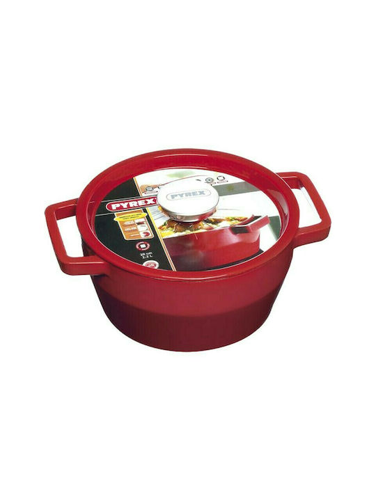 Pyrex Γάστρα Στρογγυλή Μαντεμένια Κόκκινη 3.6lt