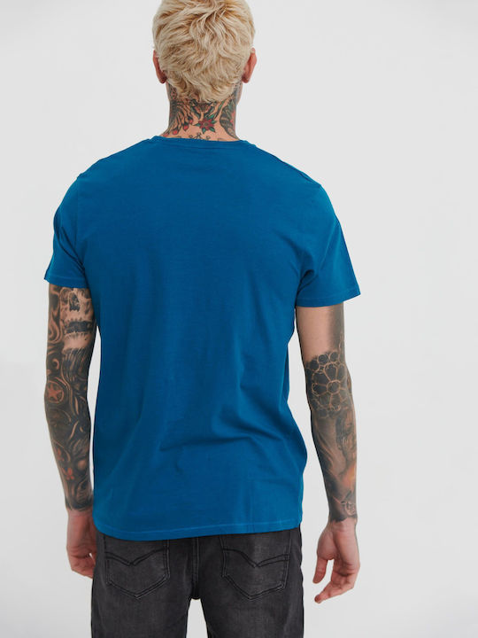 Funky Buddha Herren T-Shirt Kurzarm Petrol Blau