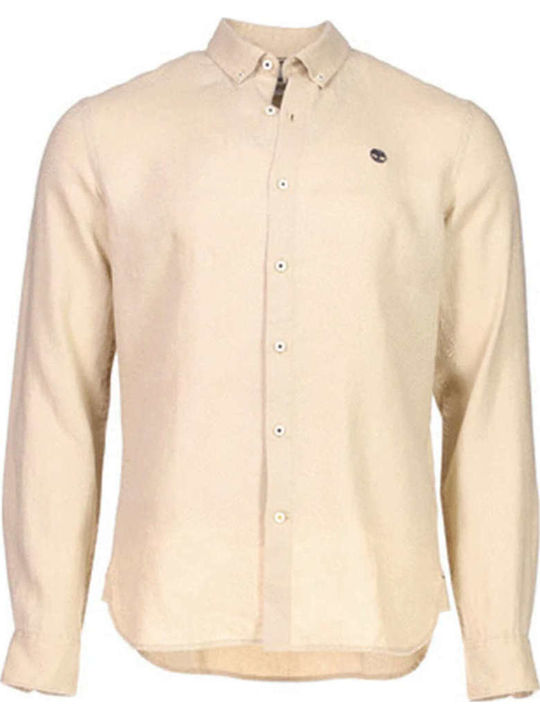 Long-sleeved Linen Shirt Beige