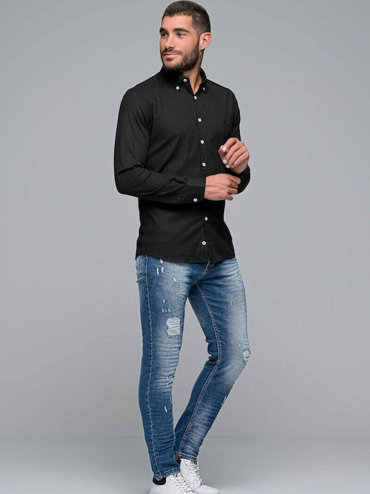 Harmony Long-sleeved Cotton Shirt Black