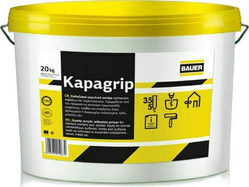 Bauer Kapagrip Primer Rust from Synthetic Resins and Quartz Sand White Suitable for Construction Materials 20kg