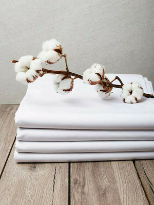 Sunshine Percale Hotel Sheet White Single 160x270cm 100% Cotton 1pcs