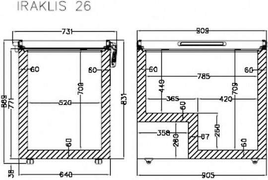 Crystal SA Iraklis 26 Gewerbliche Gefrierschrank Kofferraum 240lt & 151W P90.9 x B73.1 x H86.9cm