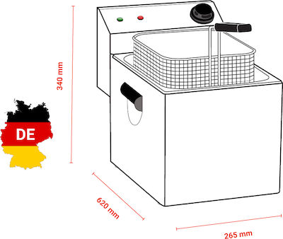 Bartscher Fryer Electric 3.25kW Capacity 8lt 26.5x62x34cm Snack III