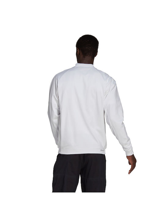 Adidas Tennis Men's Sweatshirt Jacket with Hood and Pockets White