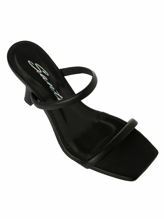 Women's Sandals Black with Thin High Heel