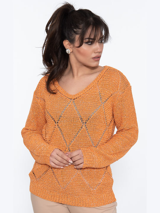 NIMA LUREX-00000/206-ORANGE KNIT TOP