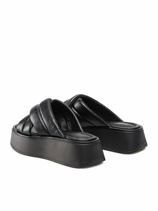 Courtney Leather Women's Flat Sandals in Black Color