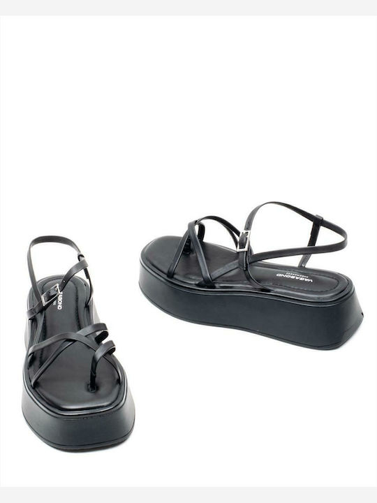 Courtney Δερμάτινα Γυναικεία Σανδάλια Flatforms Μαύρα
