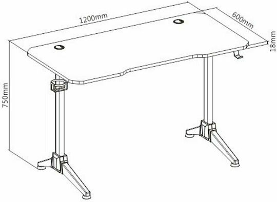 Spielbüro DB20 Holz Schwarz mit Metallbeinen, LED & USB-Anschlüssen 120x60x75cm