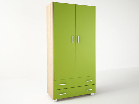 No 2 Dulap cu Ușă Dublă și 2 Sertare Stejar-Verde 105x50x180cm