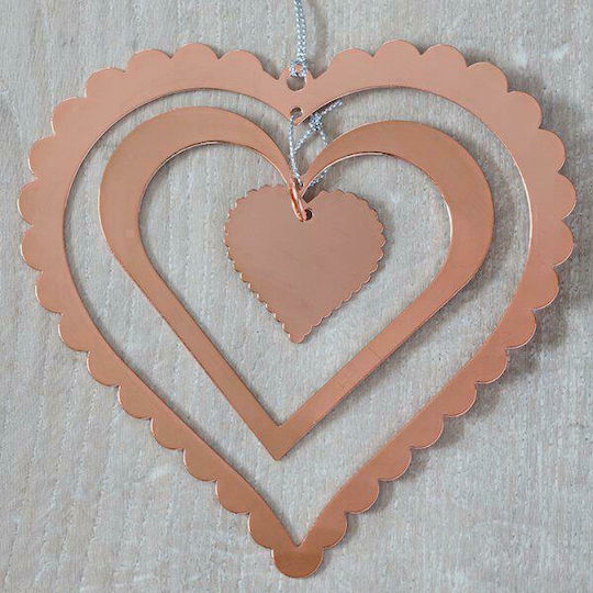 Fancy Hängevoller Weihnachtsbaumschmuck Herz Metallisch Roségold 12x12cm mit Glitzer