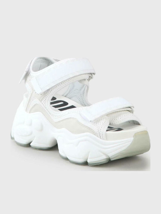 Binary 0 Δερμάτινα Γυναικεία Σανδάλια Sporty Λευκά