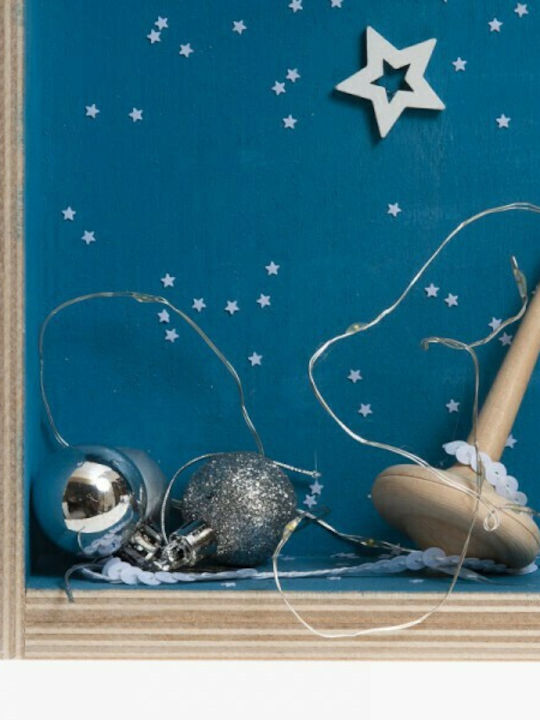 Parisis Illuminated Christmas Wooden Figure Sign Light Blue 35x35x7cm 3pcs