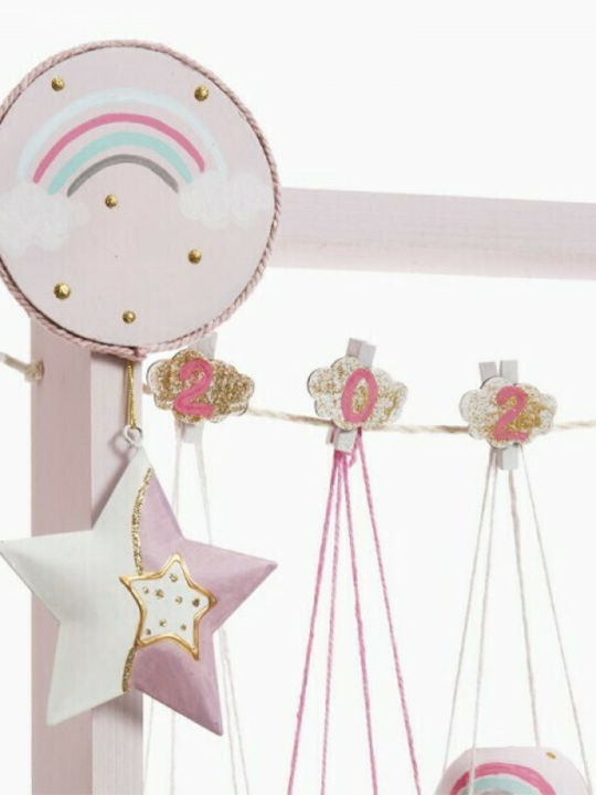 Parisis Illuminated Christmas Wooden Figure Frame Pink Frame Pink Height 55cm