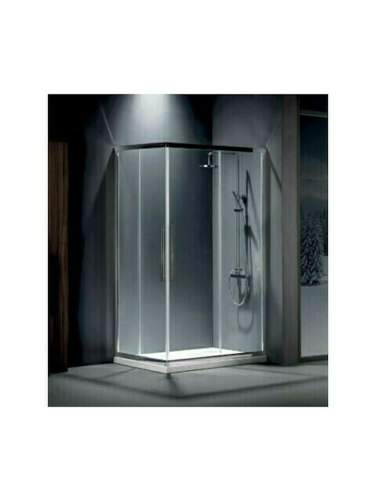Devon Flow Corner Entry Καμπίνα Ντουζιέρας με Συρόμενη Πόρτα 100x120x195cm Clean Glass Chrome