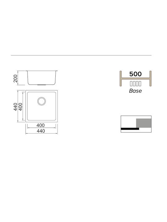 Karag BL 793 BL793 Undermount Sink Inox Satin W44xD44cm Silver