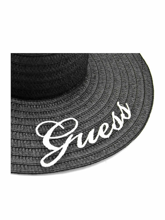 Guess Wicker Women's Floppy Hat Black