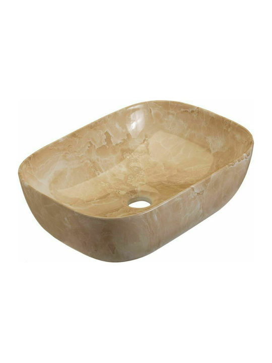 Gloria Elegan-3 Countertop Sink Porcelain 46.5x33x13.5cm Beige