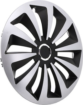 Compass Car Hubcap Set Fox Ring 15" 1pc Silver /Black