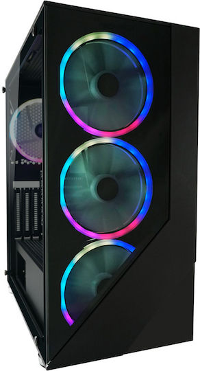 LC-Power Gaming 803W Lucid X Midi Tower Κουτί Υπολογιστή με Πλαϊνό Παράθυρο και RGB Φωτισμό Μαύρο