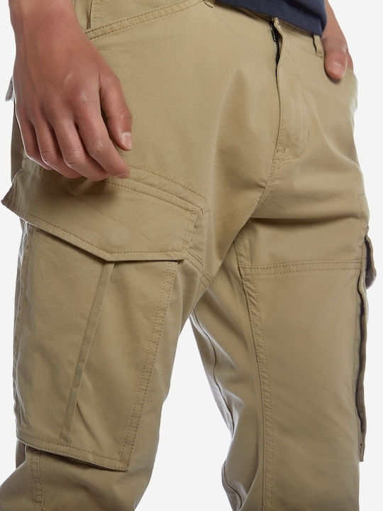 Trousers Cargo Elastic in Regular Fit Beige