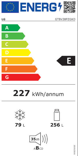 LG Ψυγείο Δίπορτο 335lt Total NoFrost Υ172xΠ60xΒ71εκ. Inox GTBV38PZGKD