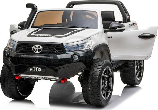 Toyota Hilux Doppelsitzer mit Fernbedienung Lizensiert 12 Volt Weiß Für 1+ Jahre