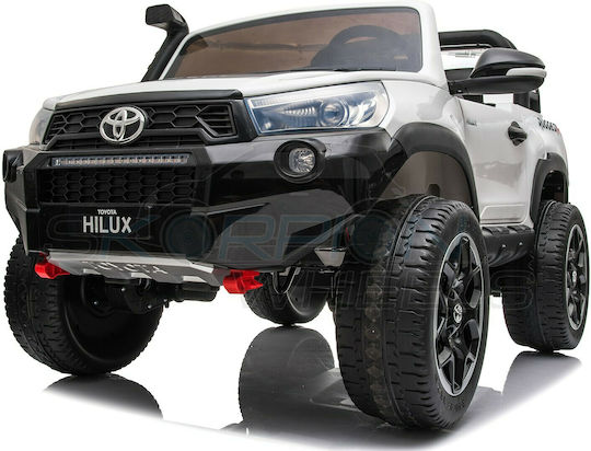 Toyota Hilux Doppelsitzer mit Fernbedienung Lizensiert 12 Volt Weiß Für 1+ Jahre
