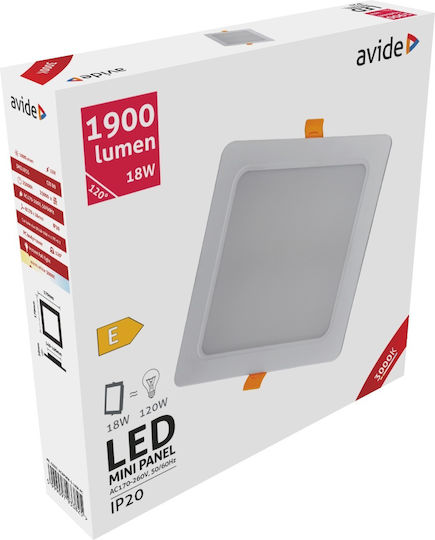 Avide ACRPWW-S-18W-PC Vertieft LED-Panel 18W 17x17cm Avide ACRPWW-S-18W-PC Vertieft LED-Panel 18W 17x17cm