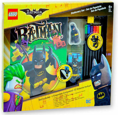 Lego Batman Kinder Schreibwarenset mit Bleistift, Radiergummi, Notizbuch und Kugelschreiber