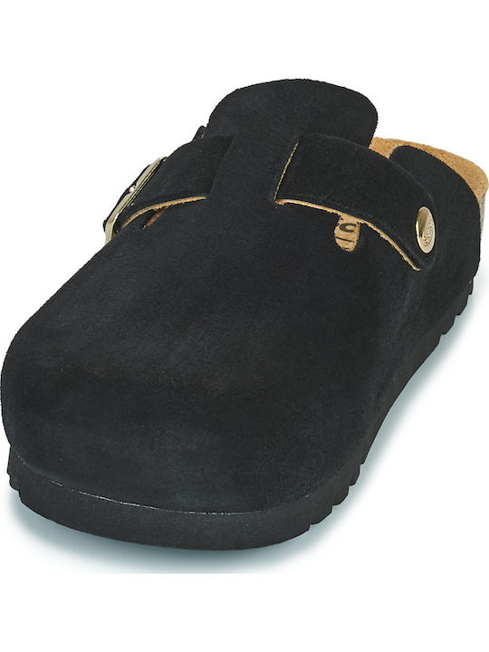 Fae Lederne Winter Damen Hausschuhe Schwarze