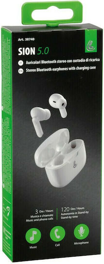 Lampa Sion 5.0 In-ear Bluetooth Handsfree Ακουστικά με Θήκη Φόρτισης Λευκά