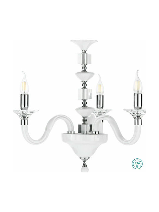 Ondaluce Chandelier Candlestick 3xE14 White LP.GALA/3-BCO
