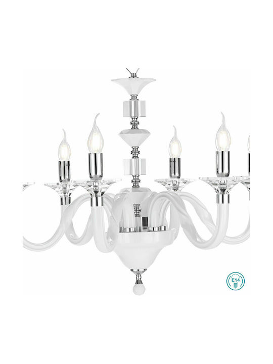 Ondaluce Chandelier Candlestick 6xE14 White 72cm LP.GALA/6-BCO