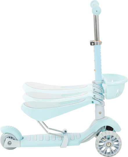 Kikka Boo Kids Scooter 4 in 1 BonBon Candy 3-Wheel with Seat for 3+ Years Blue