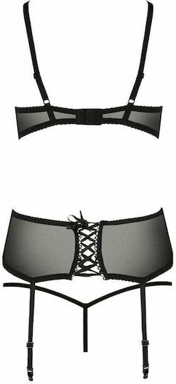Casmir Lingerie Aurelia 200 Sexy Σετ Εσωρούχων με Δαντέλα & Ζαρτιέρες Black 3τμχ