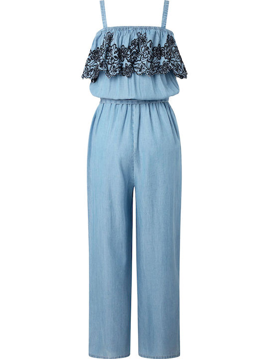 Nat Women's Denim Off-Shoulder One-piece Suit Blue