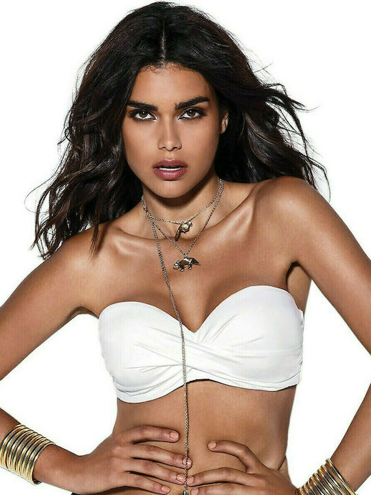 Padded Underwire Bikini Bra with Detachable & Adjustable Straps White