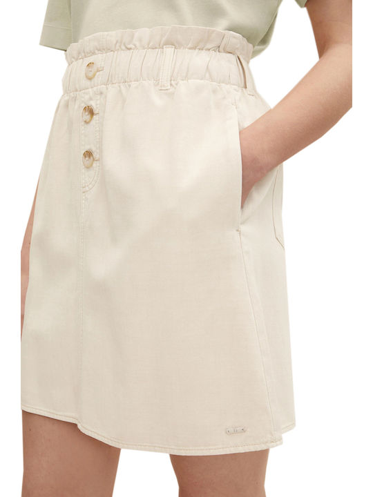Mini Paperbag High-waisted Mini Skirt Beige